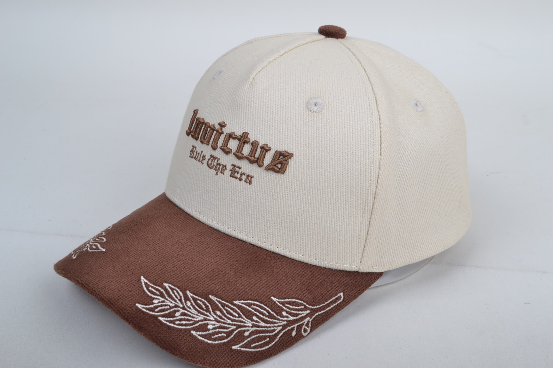 Invictus Embroidered Baseball Cap – Beige & Brown