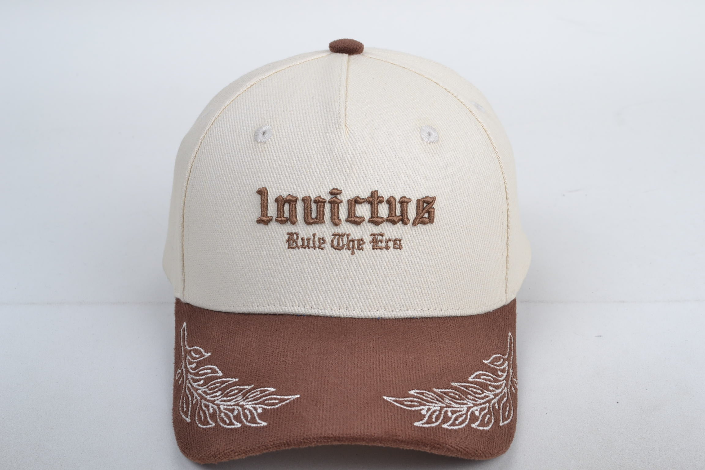 Invictus Embroidered Baseball Cap – Beige & Brown